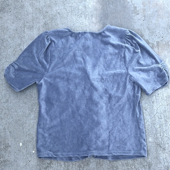 American Rag Knit Velvet Button Down ruched Sleeve Shirt XL - Picture 5 of 5